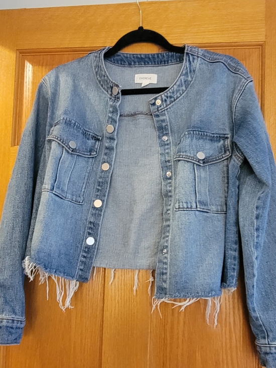 Evereve Jackets & Blazers - Evereve Light Blue Distressed Denim Jacket